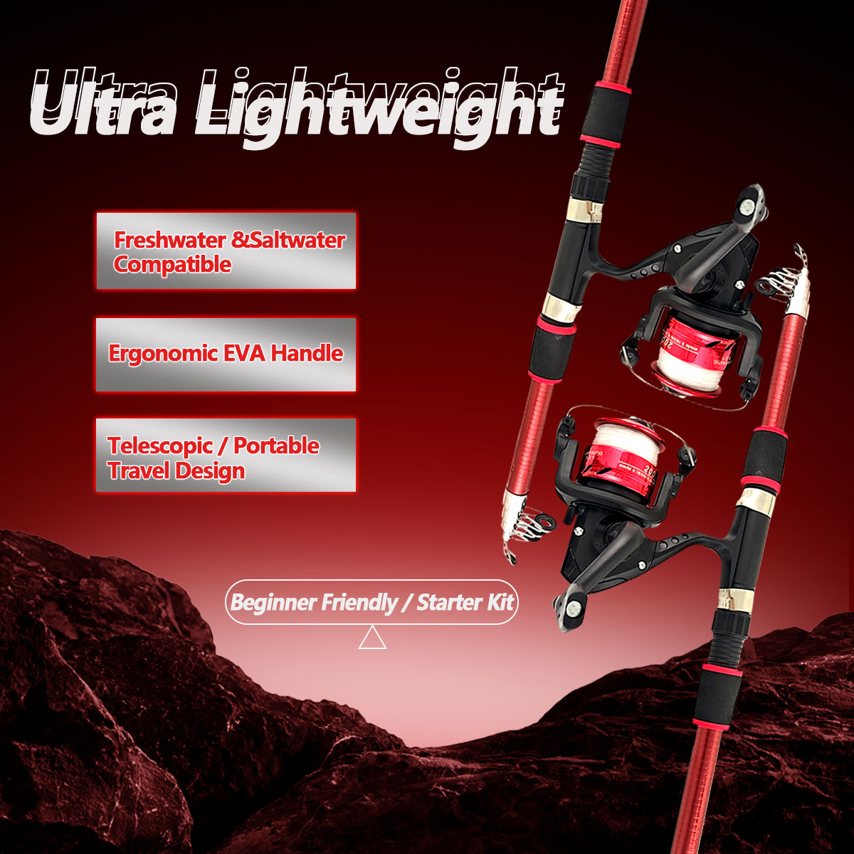 Fishing Rod Combo - Combo de Caña de Pescar Giratoria