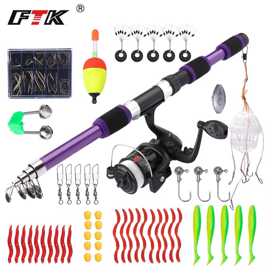 Fishing Rod Combo - FTK-carrete de caña de pescar giratorio